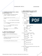 Open Mind Advanced Unit 4 Grammar and Vocabulary Test A - Editable