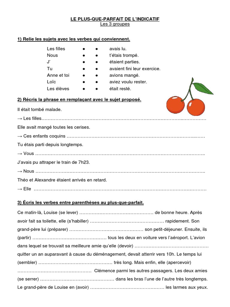 Exercice Plus Que Parfait Cm2 Pdf Conj Plus Que Parfait Trois Groupes3 PDF | PDF | Typologie linguistique |  Règles