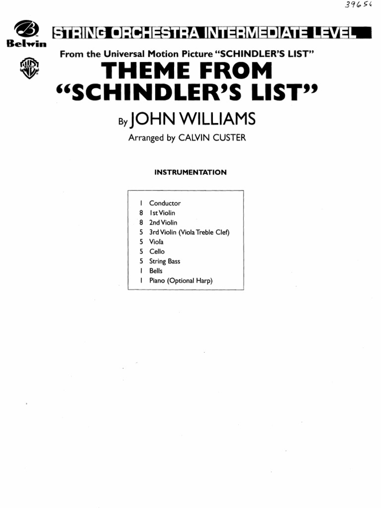 Schindler List Strings Piano PDF PDF Viola Cello