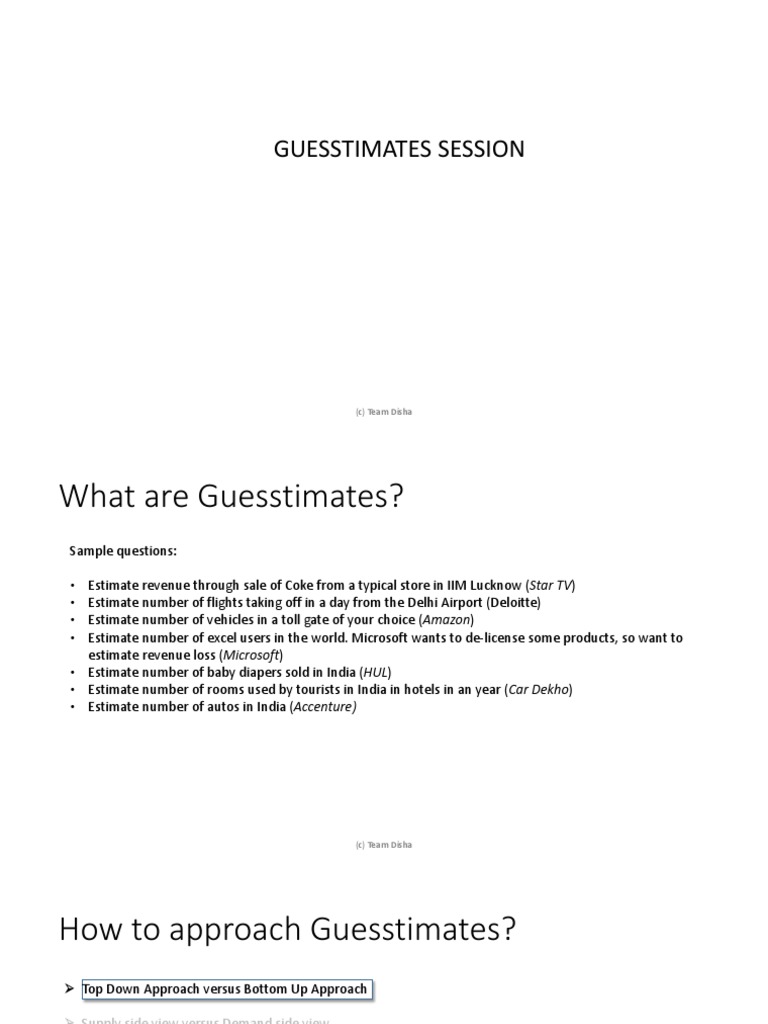 Guesstimates: Approaches & Examples | PDF | Restaurants | Economies