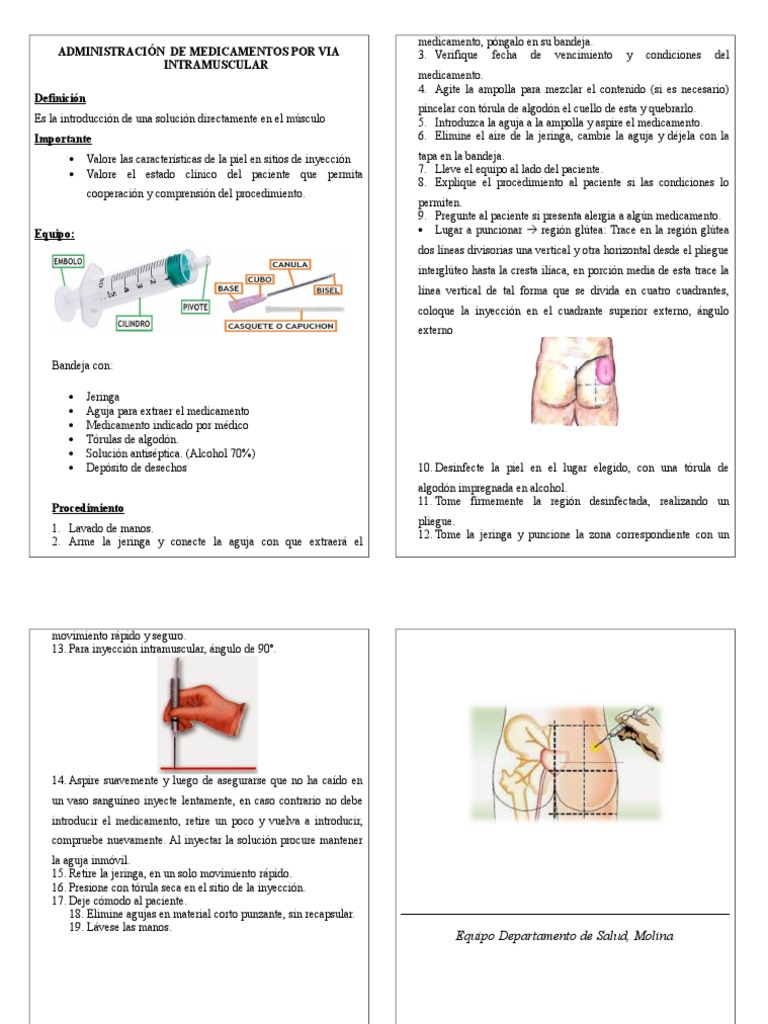Procedimiento de Inyección Intramuscular | PDF | Inyección (medicina ...