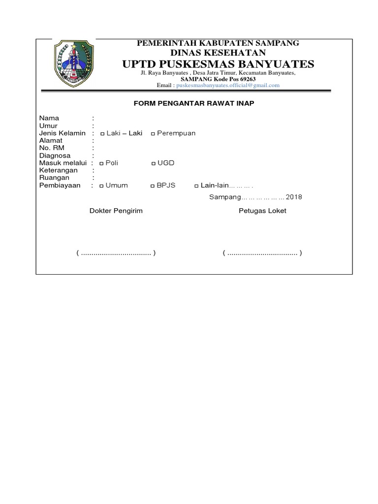 Form Pengantar Rawat Inap | PDF