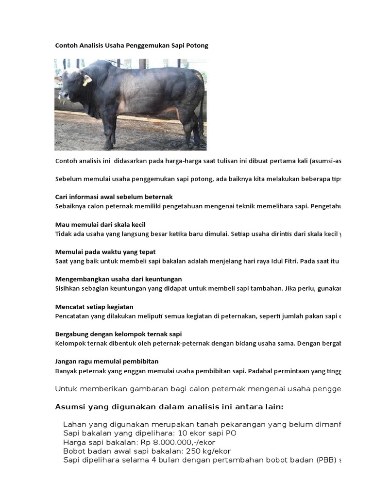 Estimasi Pengemukan Sapi