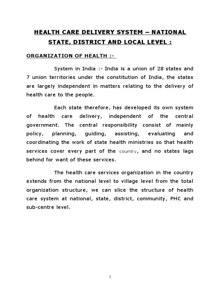2.1 Health Care Delivery System | PDF | Secretary | Health Care