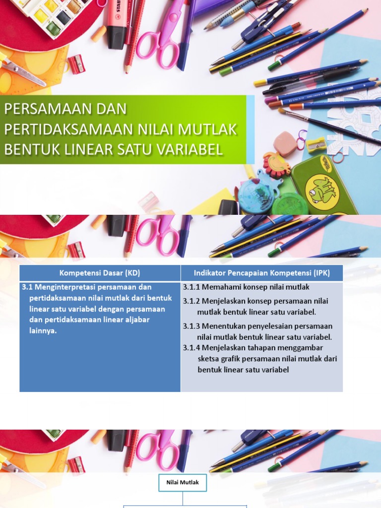 Persamaan Dan Pertidaksamaan Nilai Mutlak Bentuk Linear Satu Variabel