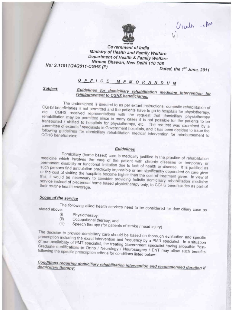 Employee Benefits CGHS PDF Physical Therapy Clinical Medicine