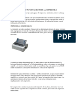 Características y Funcionamiento de Las Impresoras