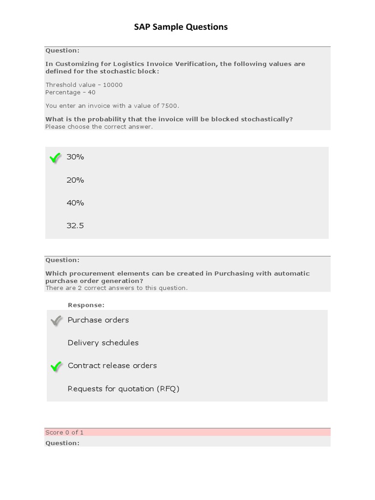 Sample Sap MM Questions | PDF | Invoice | Receipt