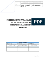 Sonin-pa-025 Procedimiento Para Investigacion de Incidentes, Incidentes Peligrosos y Accidentes de Trabajo. Rev00