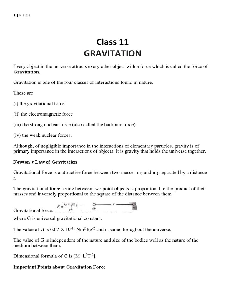 JEE Physics Gravitation Notes | PDF | Gravity | Orbit