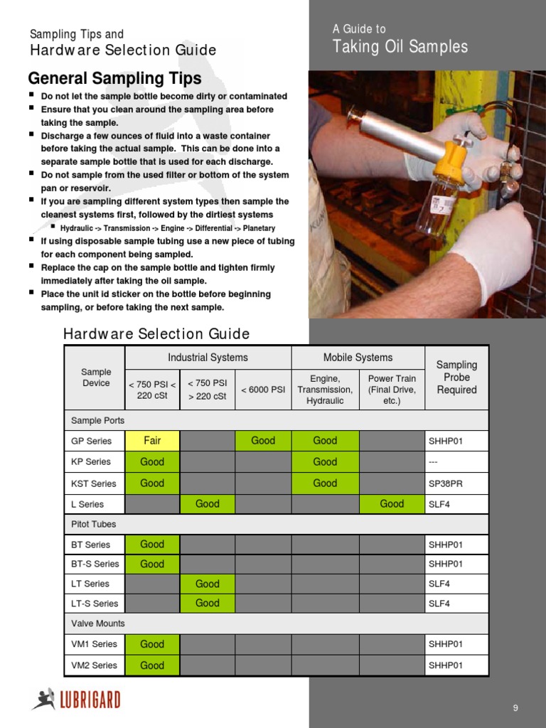 Oil Sampling Guide PDF Chemical Engineering Manufactured Goods