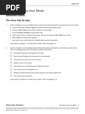 The Man in the Iron Mask Worksheets