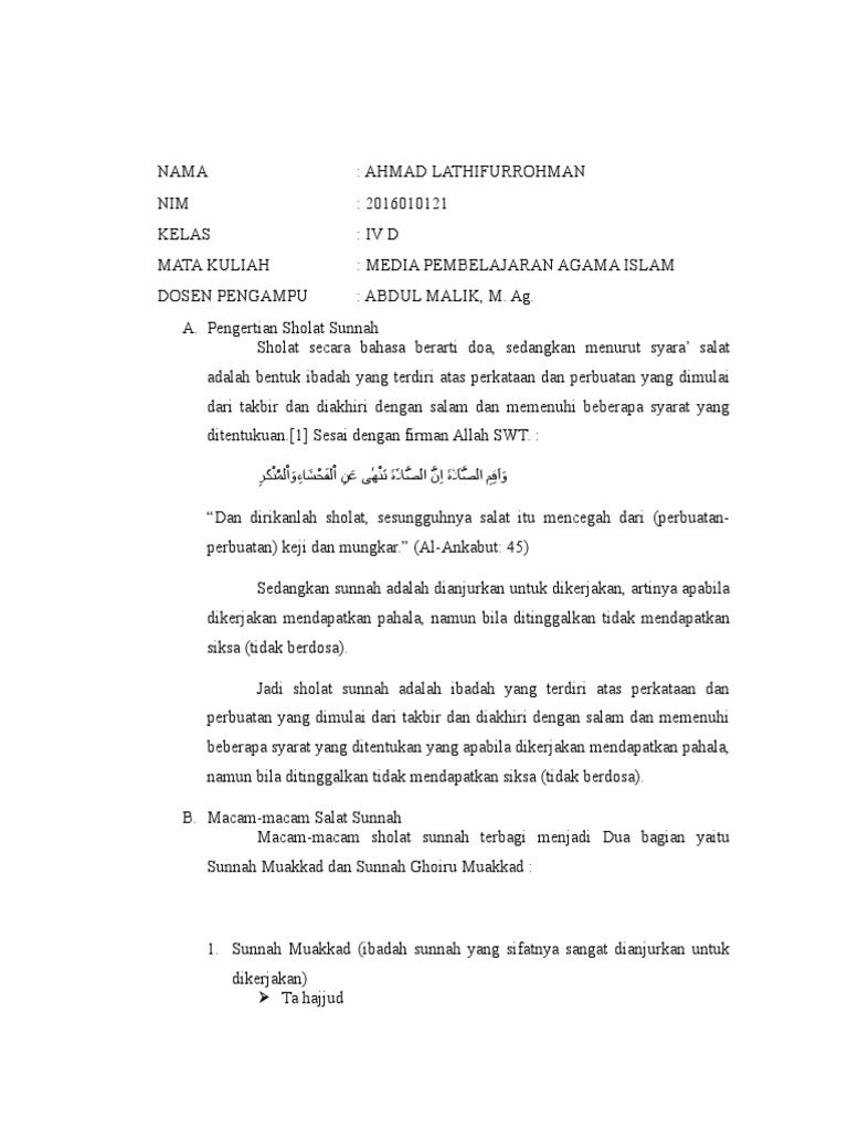 Apakah Perbedaan Shalat Sunnah Muakkad Dan Ghoiru Muakkad Terkait Perbedaan