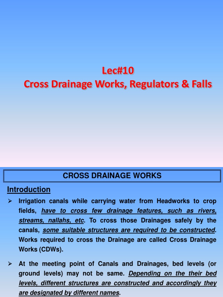 Lec9 Canal Outlets PDF Drainage Canal