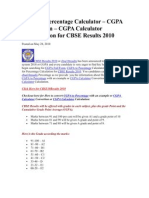 CGPA To Percentage Calculator - CGPA Full Form - CGPA Calculator Calculation For CBSE Results 2010