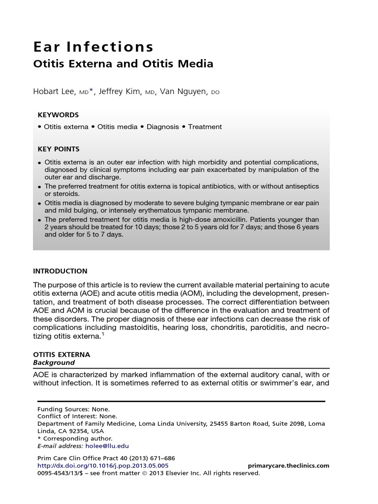 Earinfections Otitis Externa And Otitis Media Medical Specialties