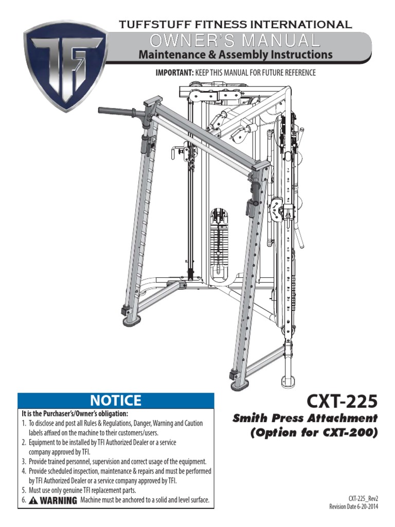 TuffStuff Smith Press Attachment (CXT-225) Owner's Manual | PDF