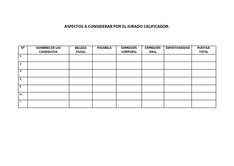 Hoja Para El Jurado Calificador