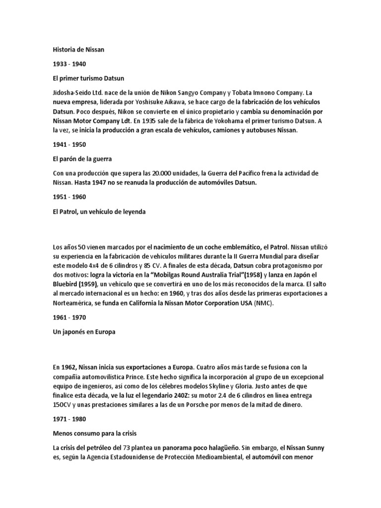 Historia De Nissan Pdf Nissan Airbag