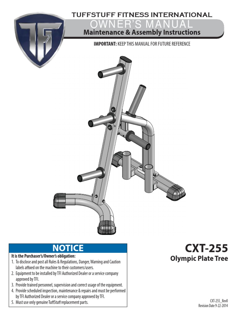 TuffStuff Evolution Olympic Plate Tree (CXT-255) Owner's Manual