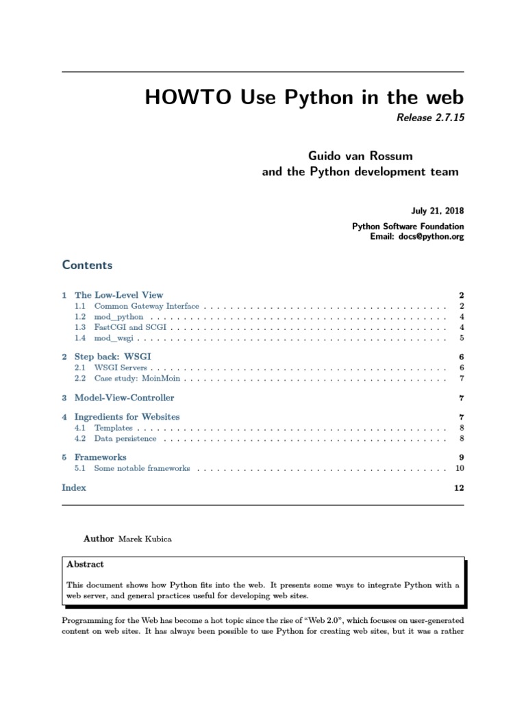 Integrating Python with Web Servers | PDF | Model–View–Controller ...