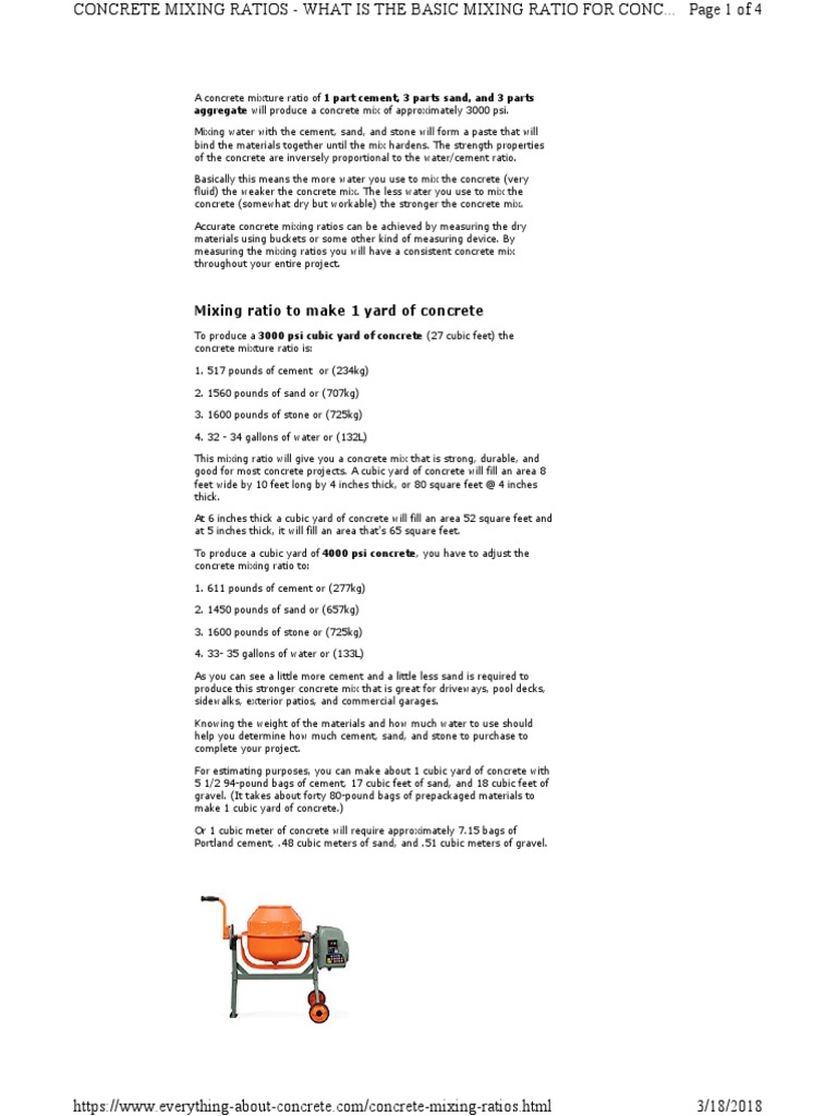 3000 to 4000 Psi Concretemixingratio Horticulture And Gardening