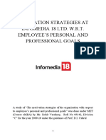 Motivation Strategies at Infomedia 18 Ltd. W.R.T. Employee'S Personal and Professional Goals