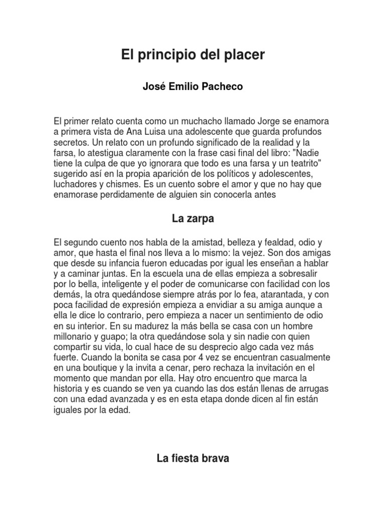 El principio del placer José Emilio