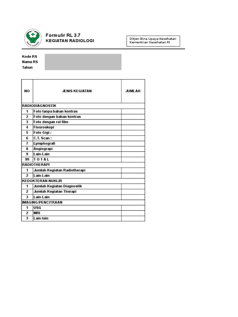 Formulir Kegiatan Radiologi RL 3.7 | PDF | Pengembangan Diri | Sains ...