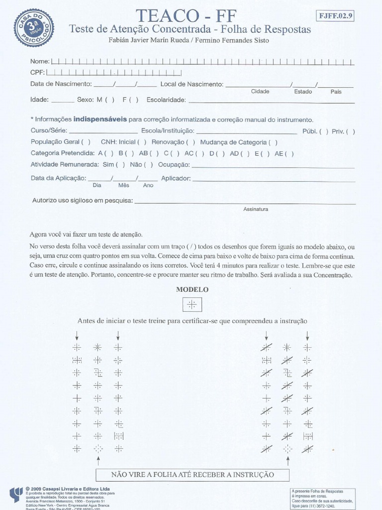 TEACO Atenção Concentrada | PDF