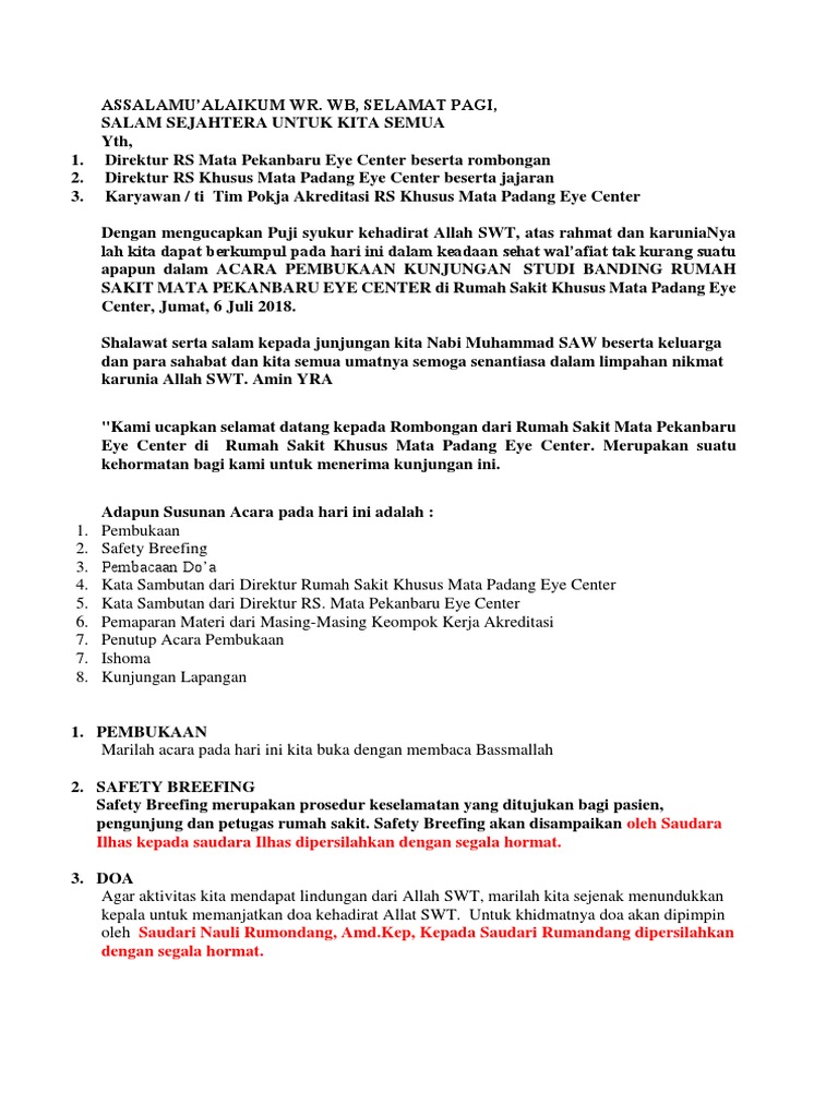 Contoh Sambutan Tuan Rumah Studi Banding - tukaffe.com