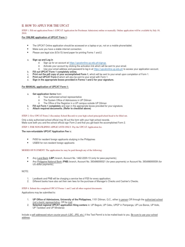 How To Apply For The Upcat PDF University And College Admission Sat