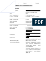 Informe de evaluación psicológica de Johanna Canches Hernández de 28 años