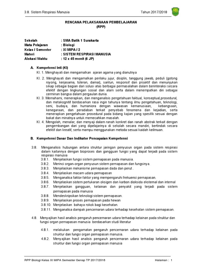 Soal Ulangan Harian Bahasa Indonesia Kelas Sebelas Materi Sistem Pernapasan