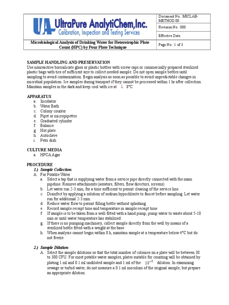 SMEWW Heterotrophic Plate Count MFT 04.02.18 | PDF | Colony Forming ...