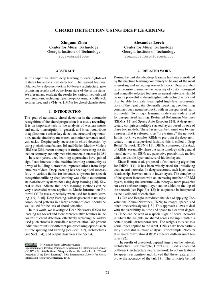 Chord Detection Using Deep Learning PDF Deep Learning Artificial