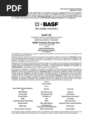 Base Prospectus Basf Dip 16 Credit Rating Agency Earnings Before Interest
