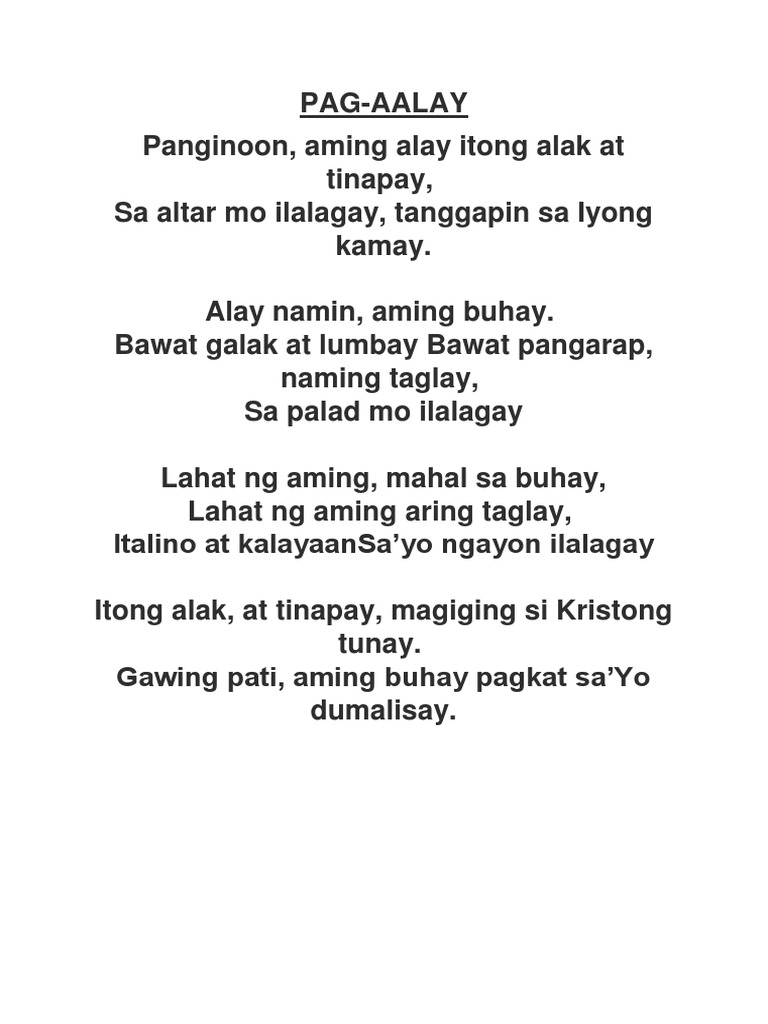 PAG Aalay Tinapay NG Buhay PDF
