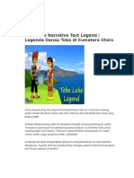 Contoh Narrative Text Legend / Legenda Danau Toba Di Sumatera Utara