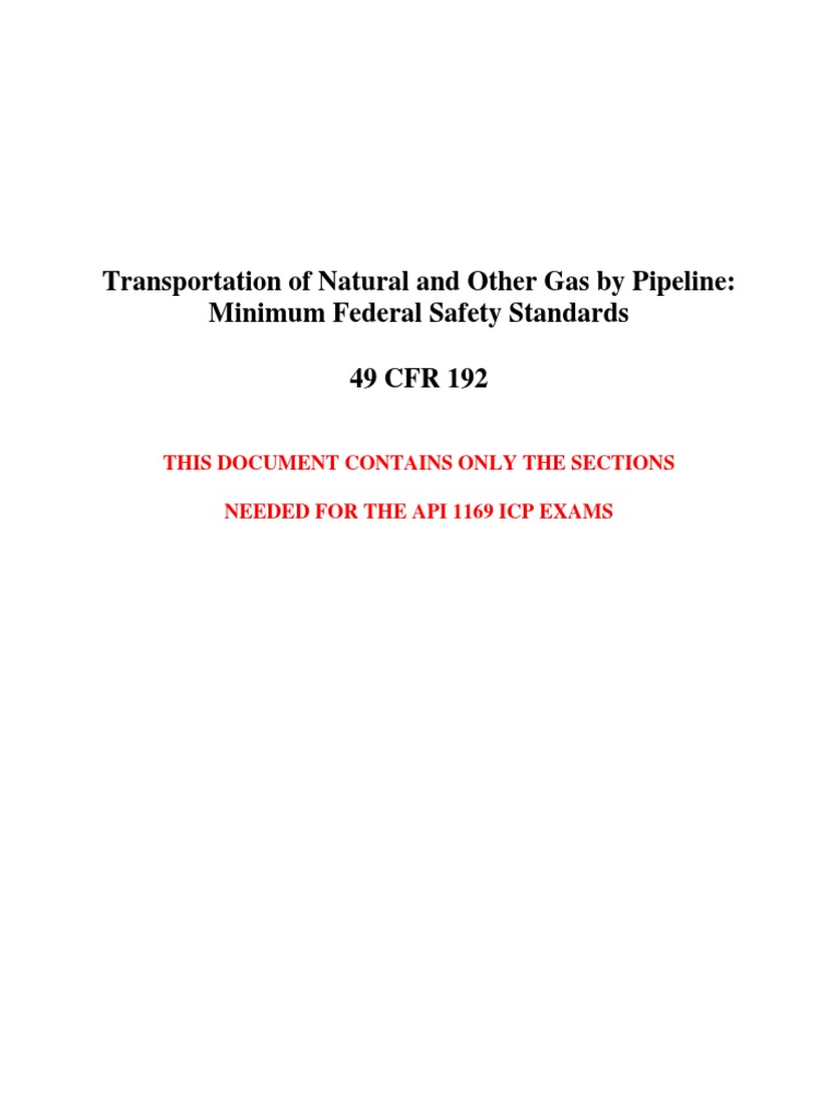 Key Sections of 49 CFR 192 for API 1169 | PDF | Pipe (Fluid Conveyance ...