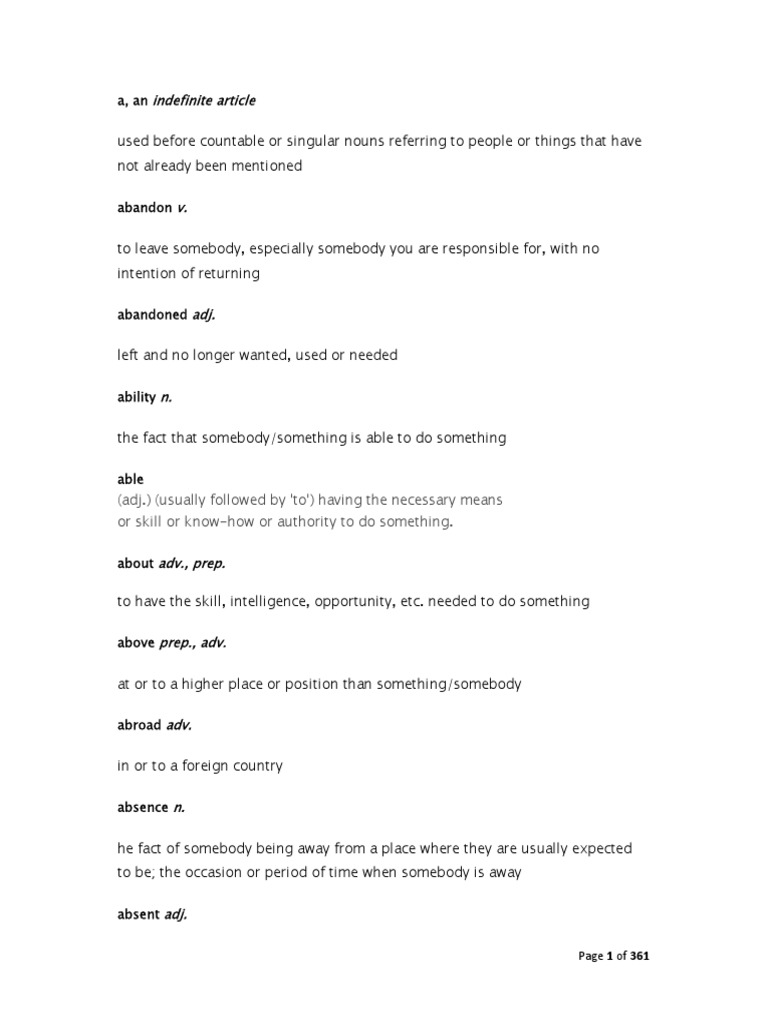 Oxford 3000 With Words and Meanings Acid Nature