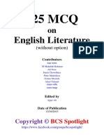 525 MCQ On English Literature (Without Option)