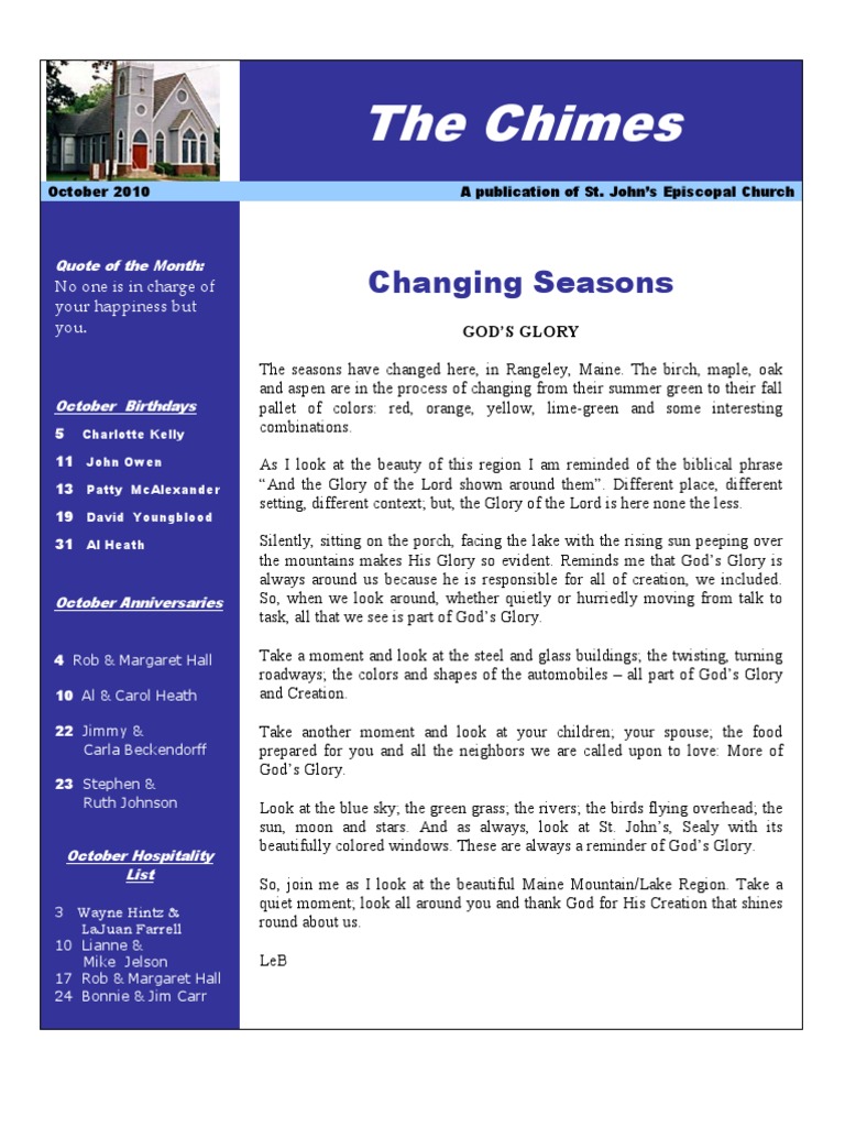 The Chimes October 2010 PDF Diocese Cuisine