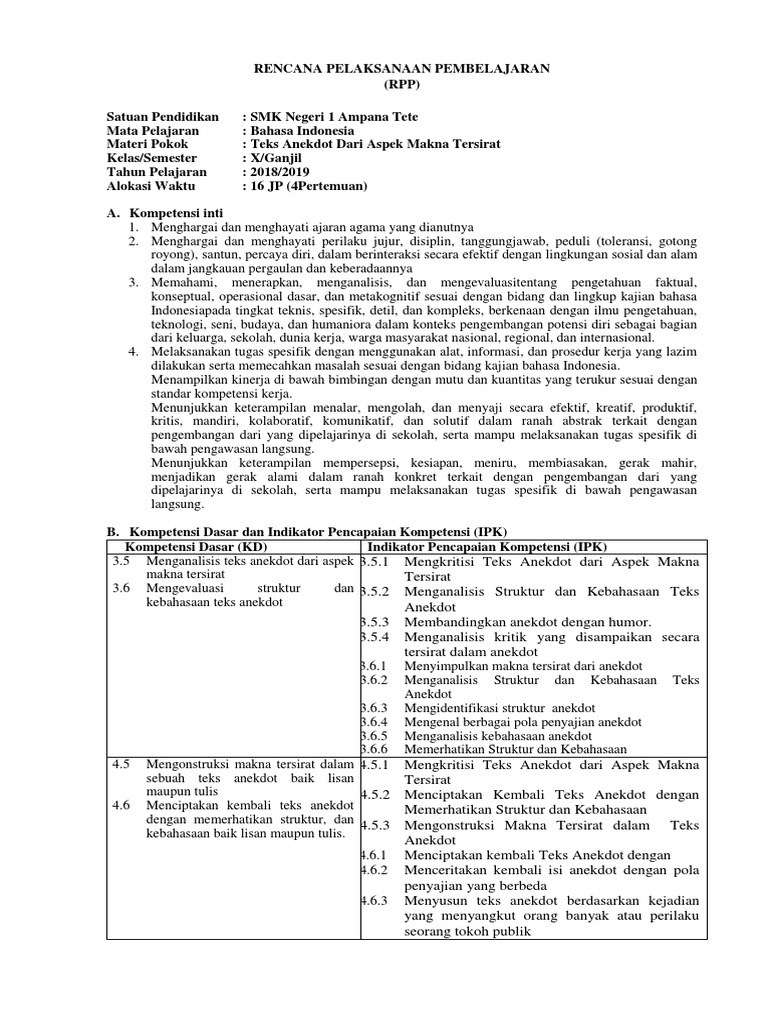 2 RPP 3 Teks Anekdot
