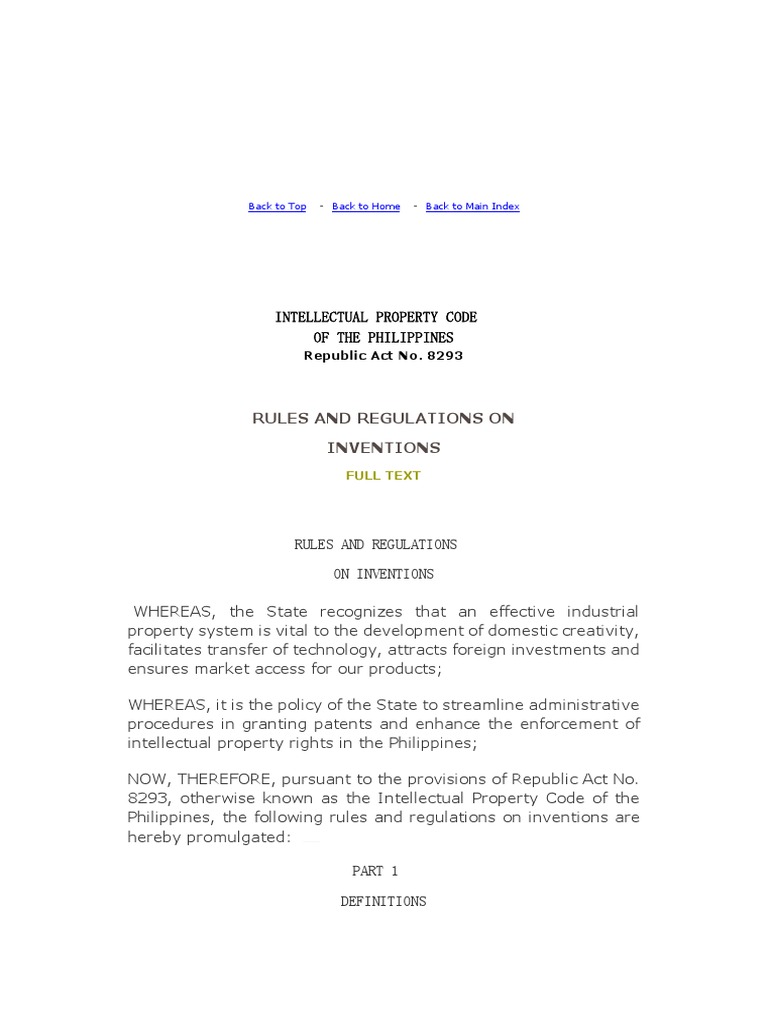 Intellectual Property Code of The Philippines Rules and Regulations On