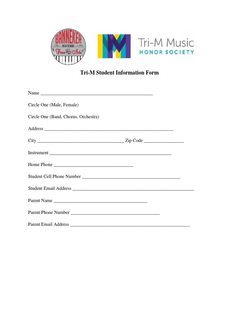 Tri-M Student Info Form | PDF