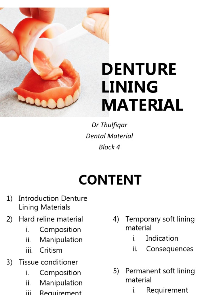 Denture Lining Materials PDF Dentures Poly(Methyl Methacrylate)