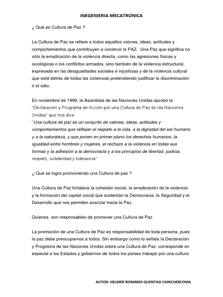 Promoviendo la Cultura de Paz y Género | PDF | Paz | Igualdad social