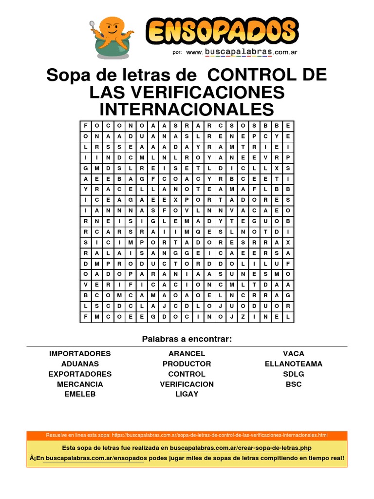 Sopa de letras sobre términos de comercio internacional | PDF