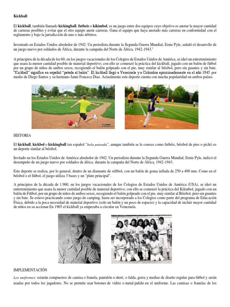 Kickball PDF Juegos de pelota y bate Equipo deportivo